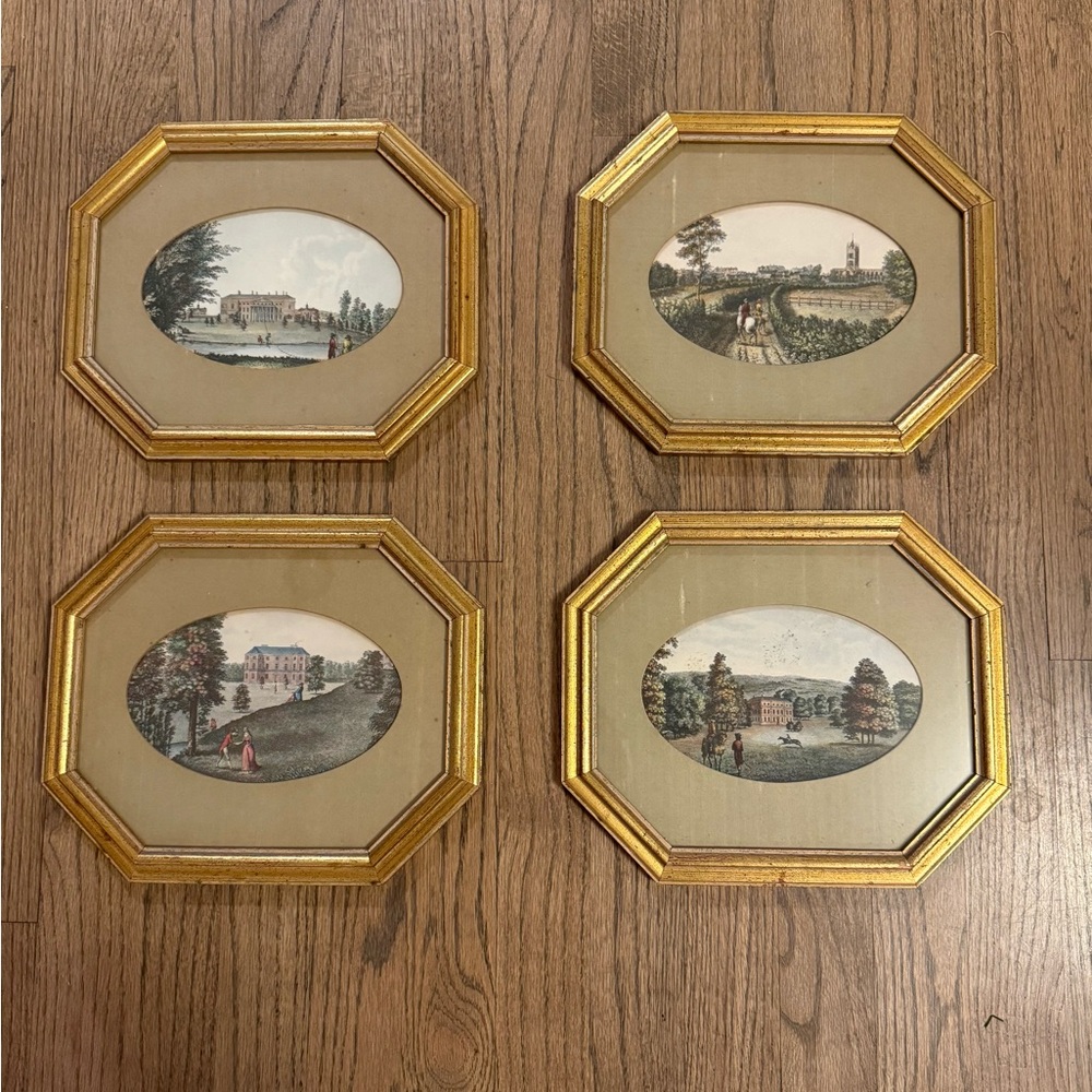 Set of Four Gold Framed Vintage Prints